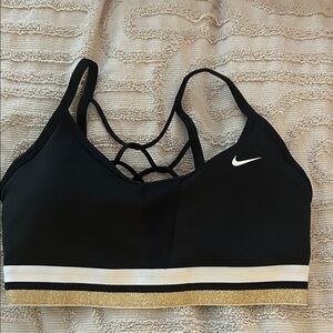 Nike Black Sports Bra with Gold and White Accents